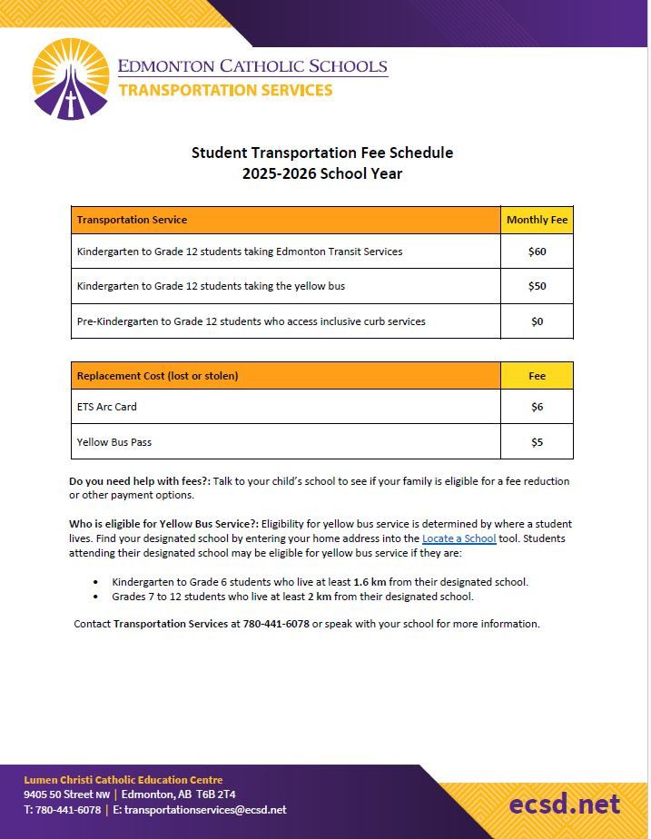 Bus Fees for 2025 2026